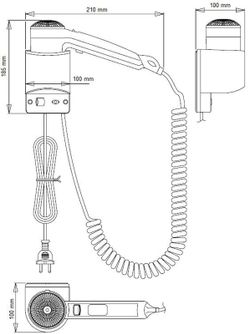 Manueller Fön ABS Schwarz SC0020CS Mediclinics
