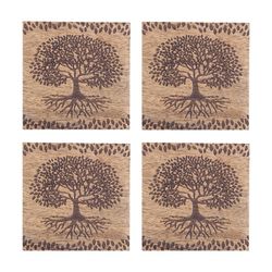 Set 4 posavasos arbol de vida Medidas: 0,5 cm x 10 cm x 10 cm  Material: Madera Peso neto: 160 grs.