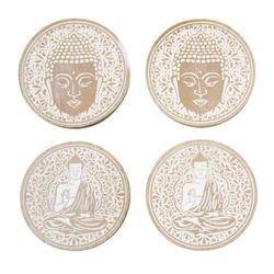 Set 4 posavasos buda Medidas: 0,5 cm x 10 cm x 10 cm  Material: MDF Peso neto: 140 grs.