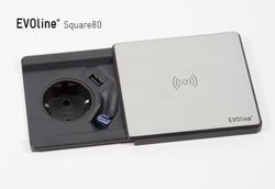 Square 80 mains socket + usb + QI charger