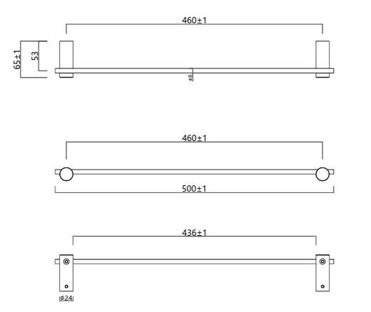 Time 50Cm Toallero Negro Mate Medimex