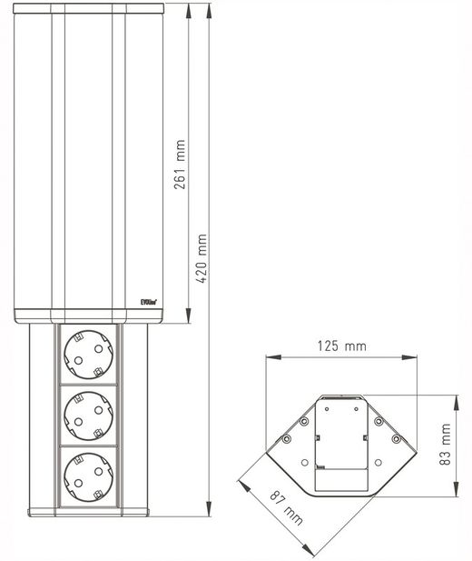 V-Port network socket + 1 usb